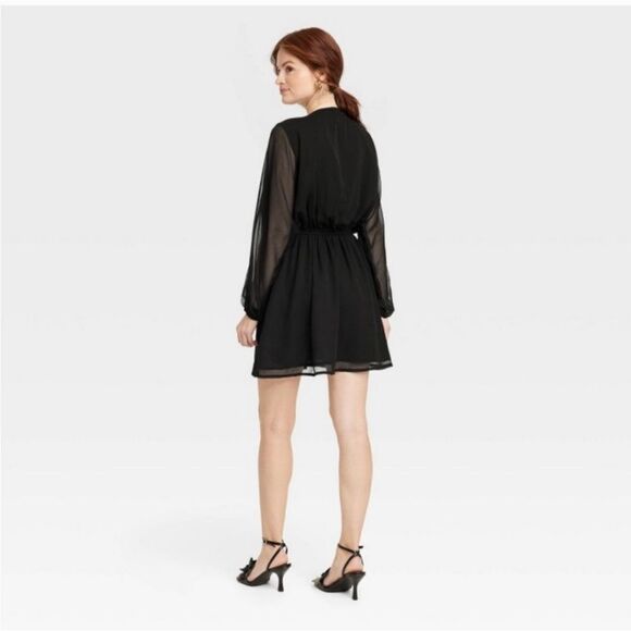 🆕🎈Balloon Long Sleeve Mini Dress - A New Day, Black - Picture 2 of 3